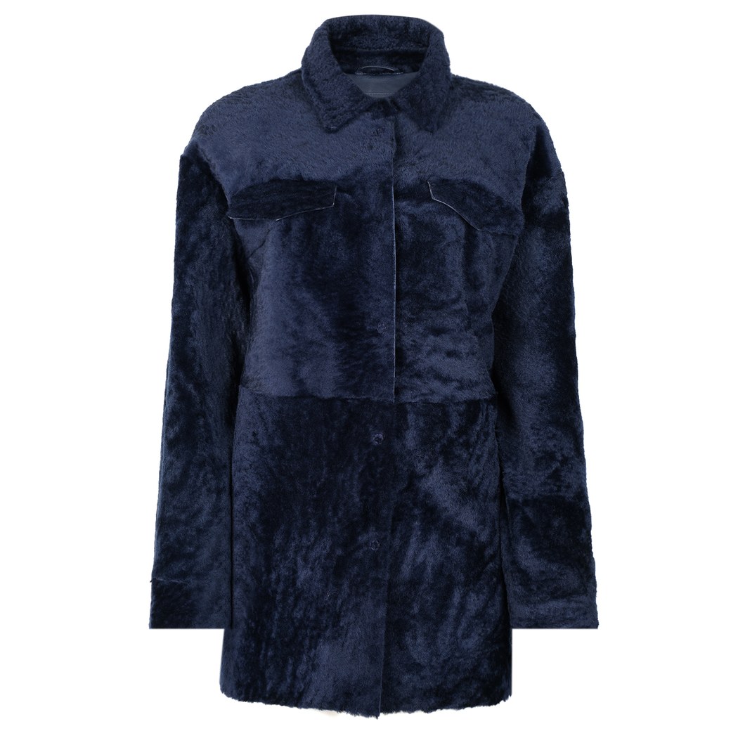 Etenia Mavi Kadın Kürk Ceket