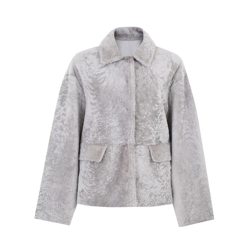 Eternity Gri Kadın Kısa Çift Taraflı Kürk Ceket