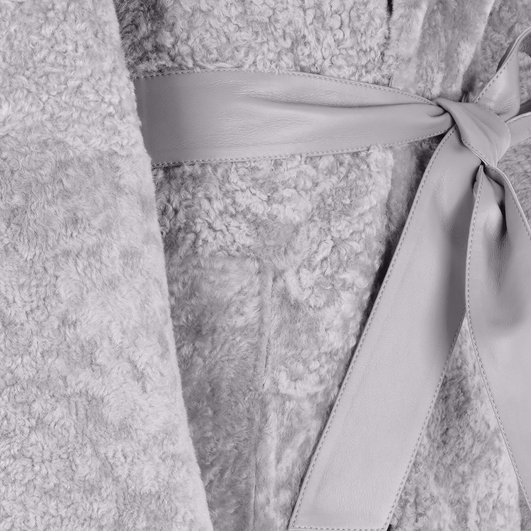 Evalyse Gri Kadın Çift Taraflı Kürk Kaban