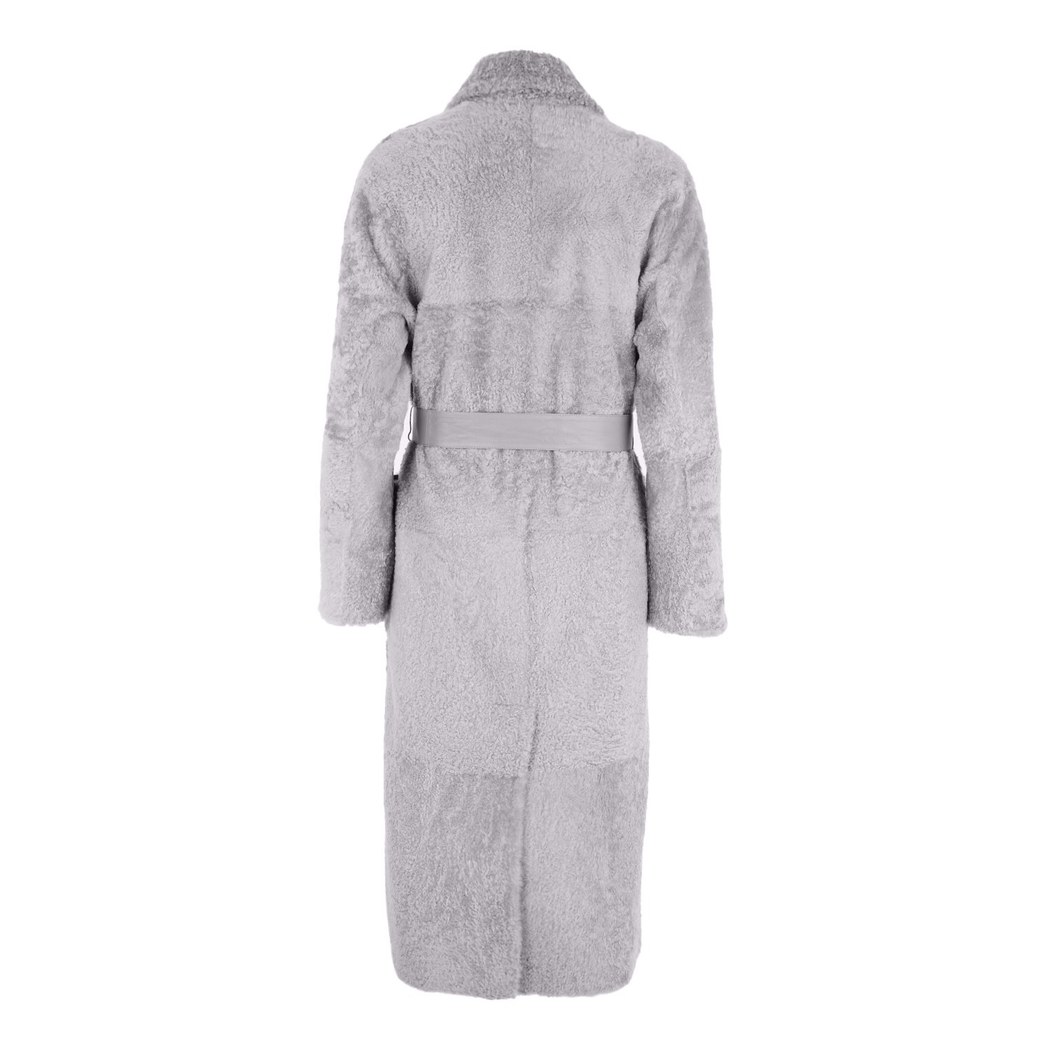 Evalyse Gri Kadın Çift Taraflı Kürk Kaban