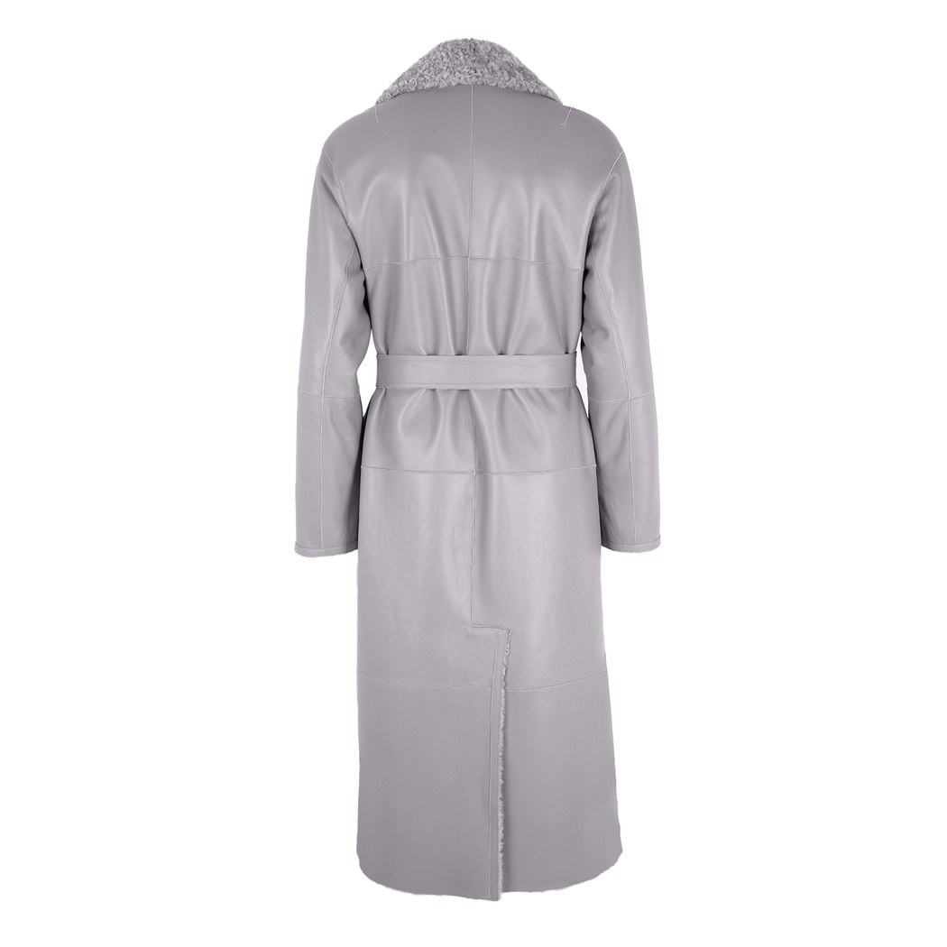 Evalyse Gri Kadın Çift Taraflı Kürk Kaban