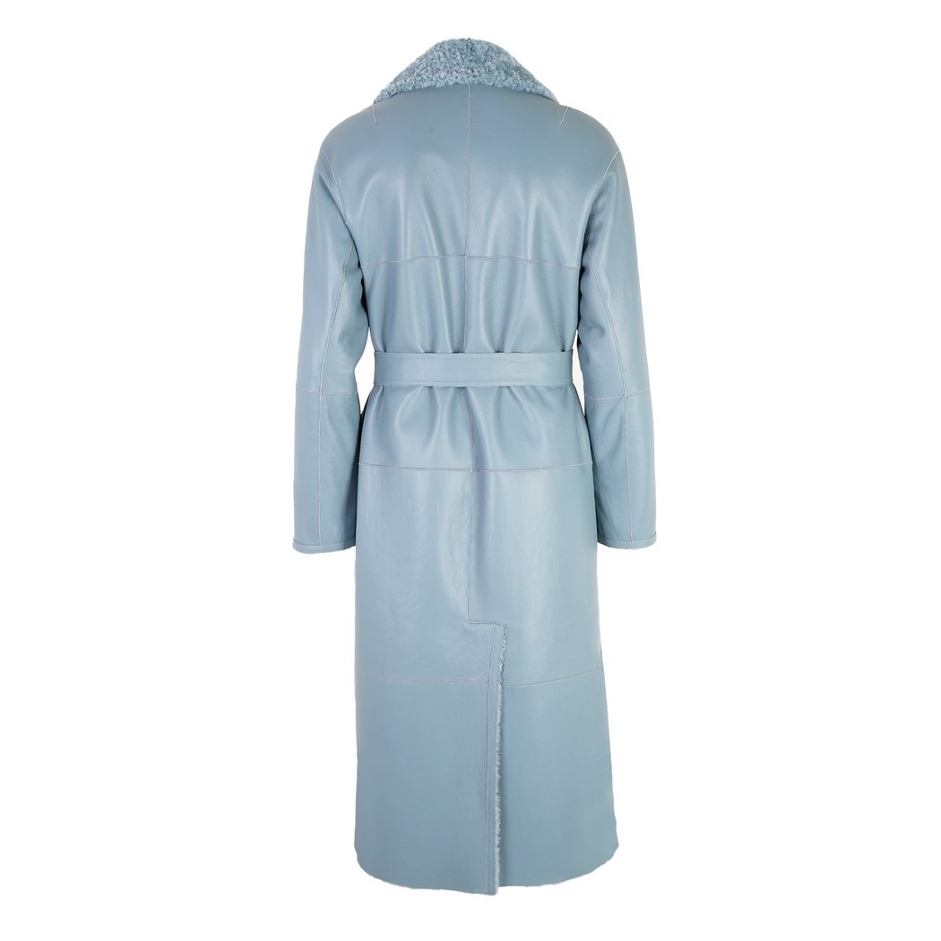 Evalyse Mavi Kadın Çift Taraflı Kürk Kaban