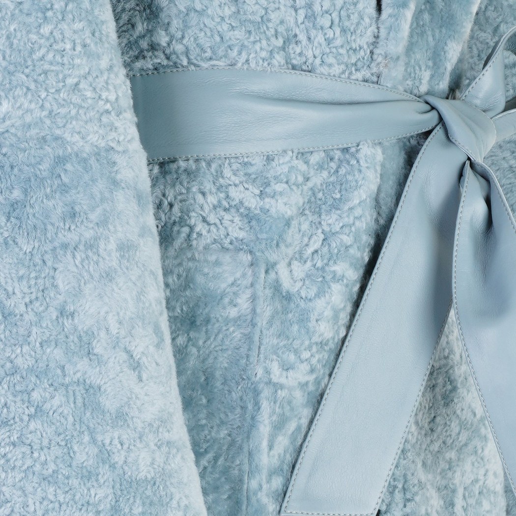 Evalyse Mavi Kadın Çift Taraflı Kürk Kaban