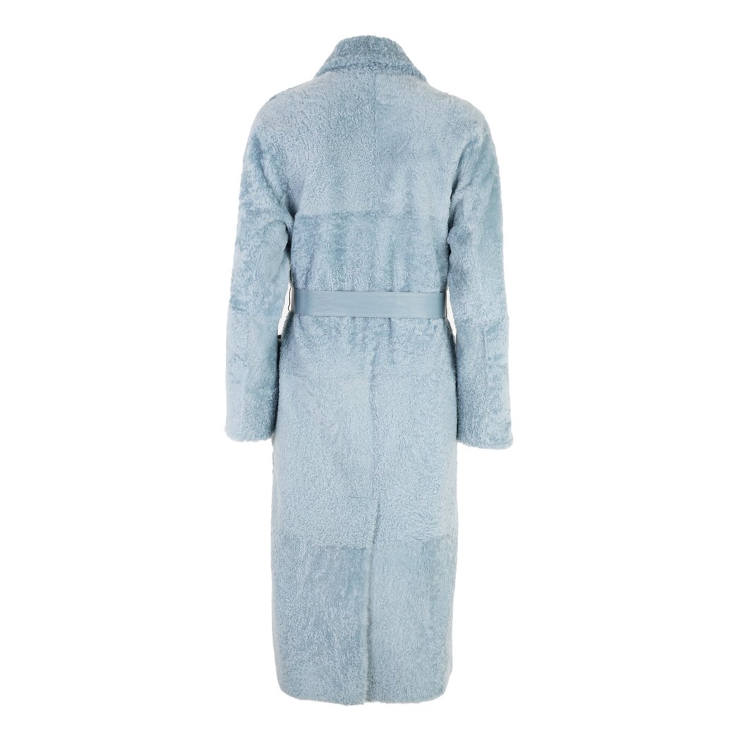 Evalyse Mavi Kadın Çift Taraflı Kürk Kaban