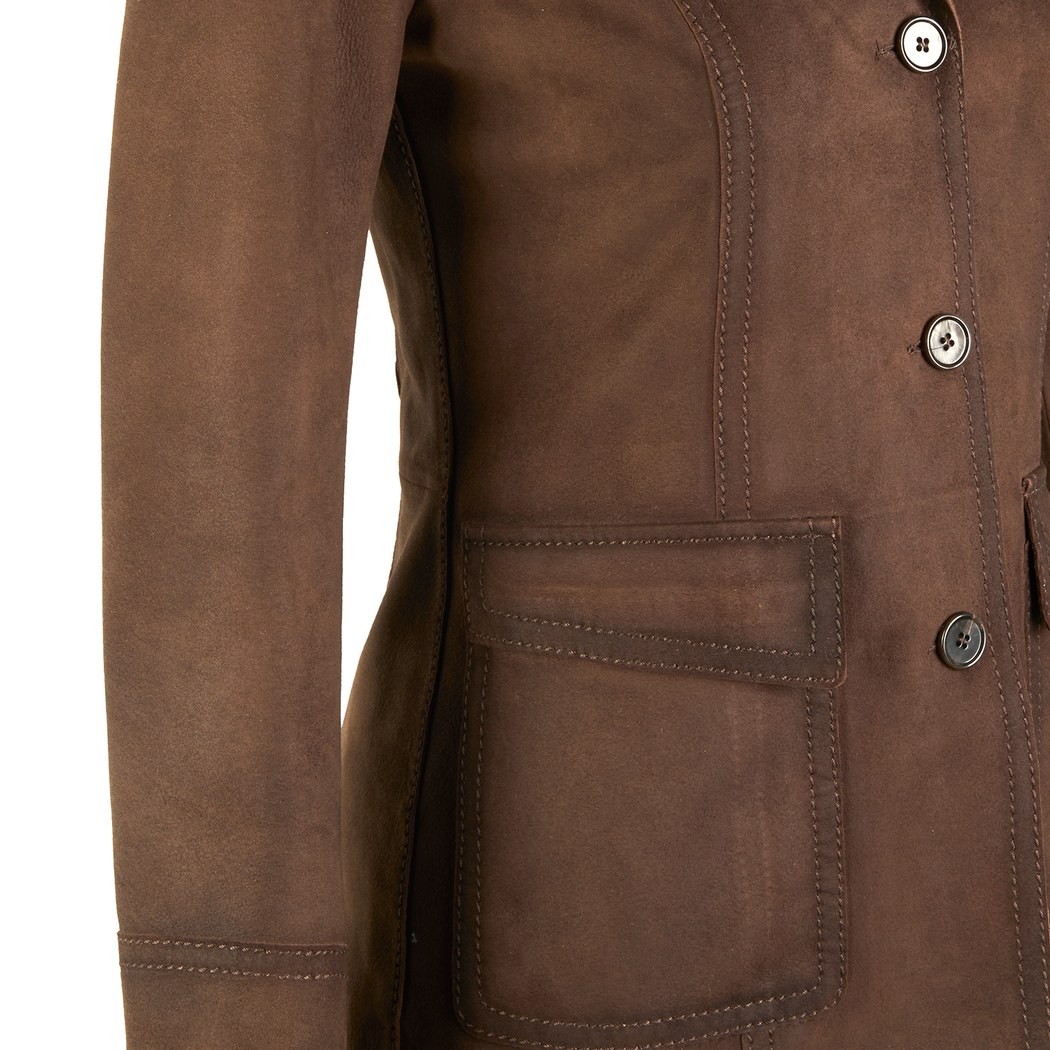 Evangel Kahve Kadın Süet Blazer Ceket