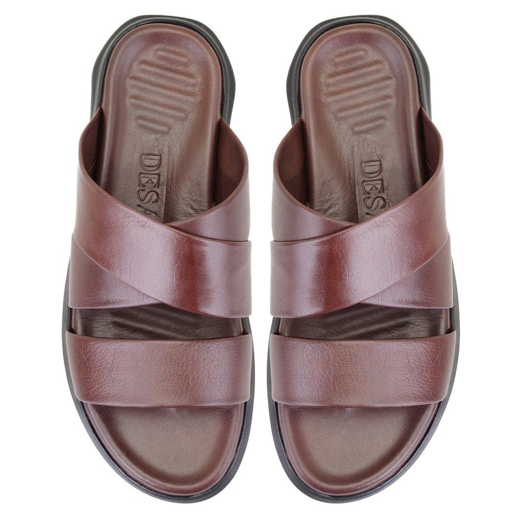 Evelin Kahve Erkek Deri Terlik