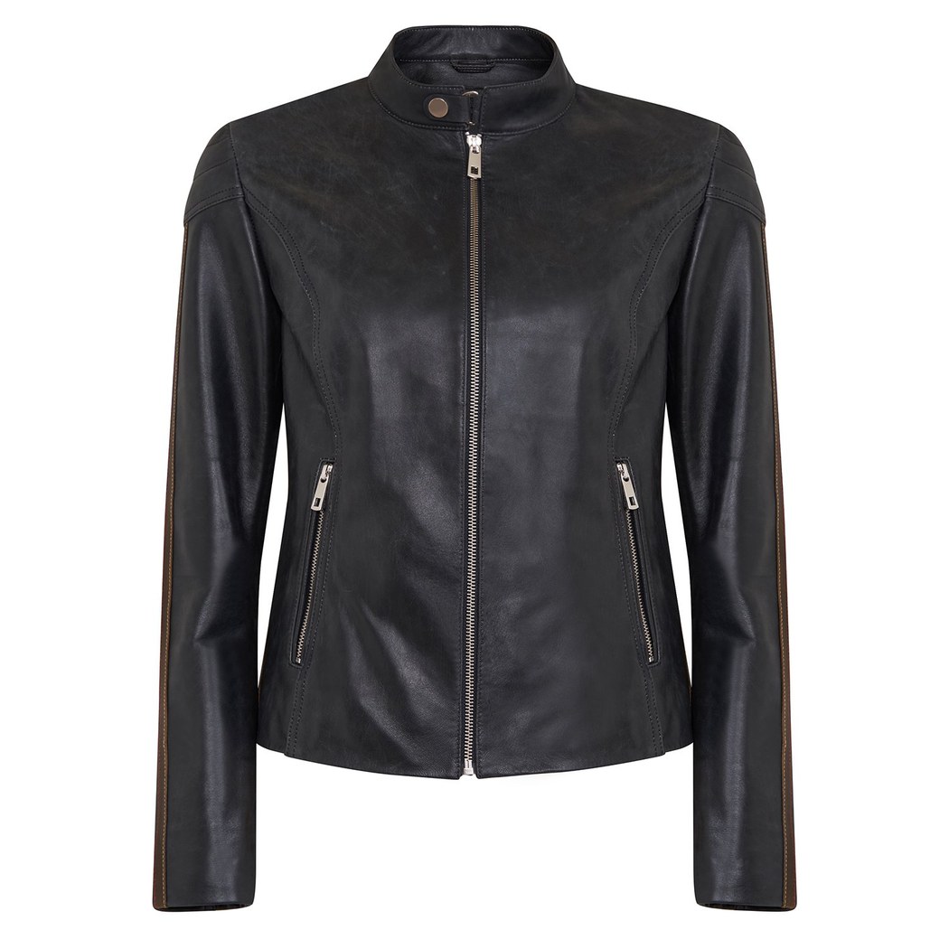 Ewelina Lacivert Kadın Fit Deri Ceket