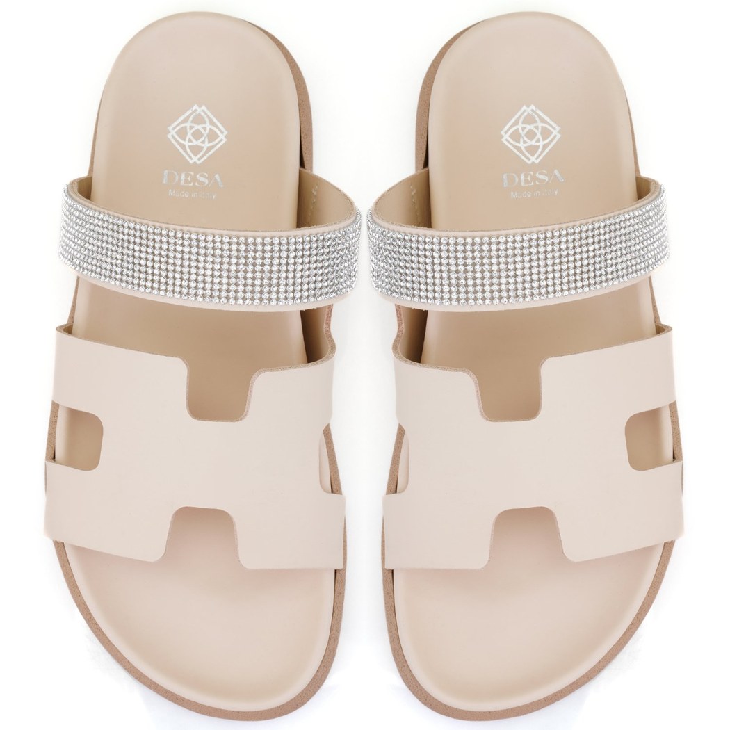 Fanetta Bej Kadın DesaComfort Tabanlı Deri Terlik