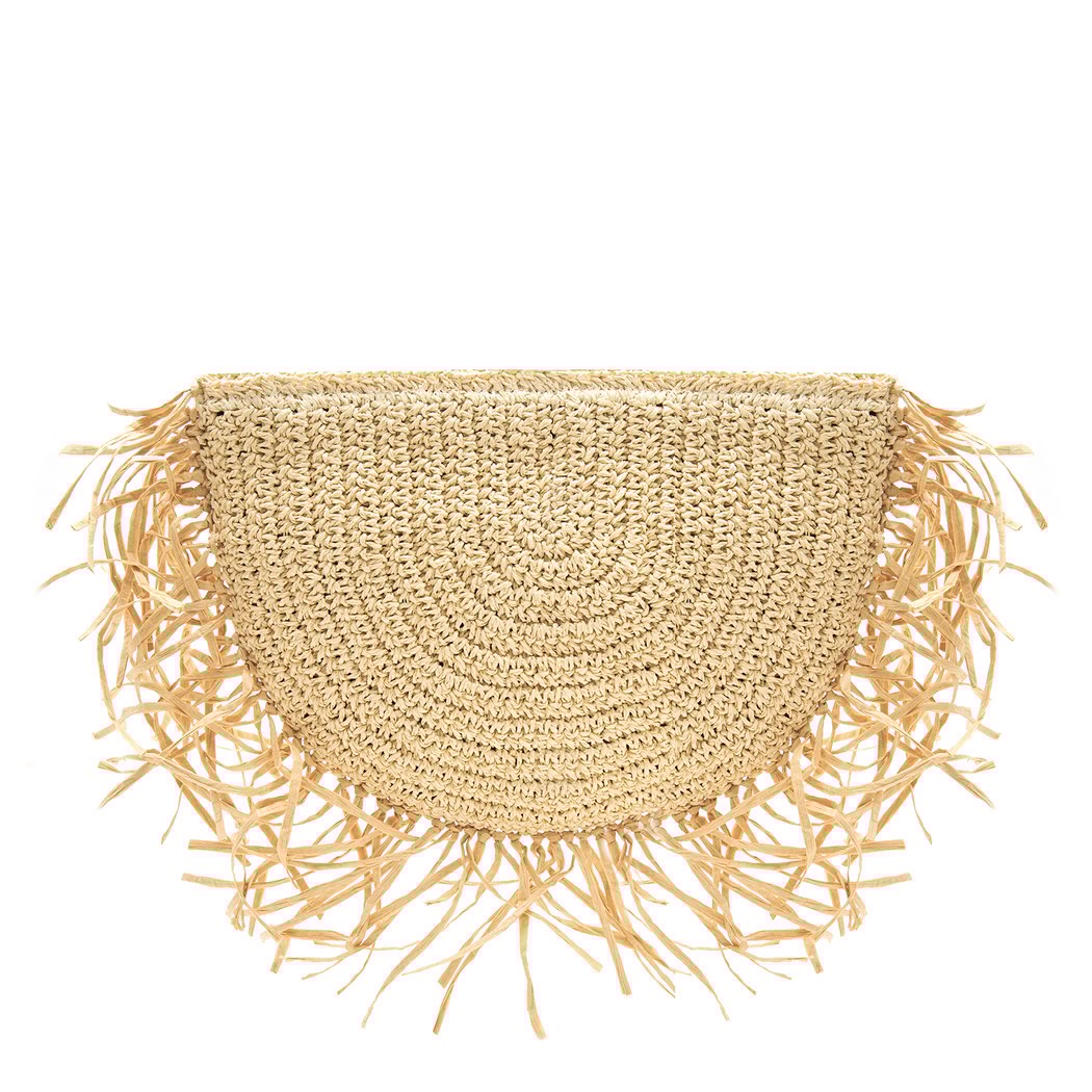 Fangie Ekru Kadın Hasır Clutch 