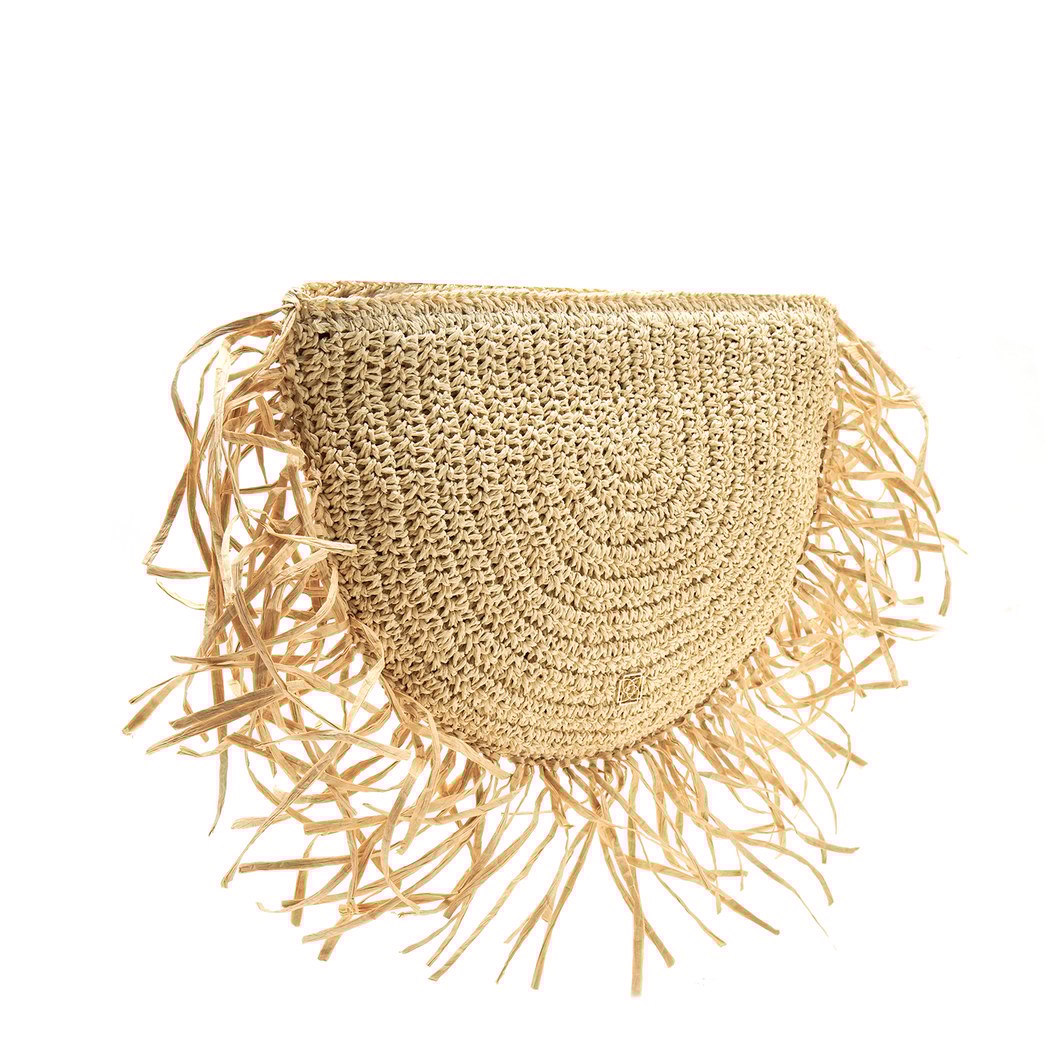 Fangie Ekru Kadın Hasır Clutch 