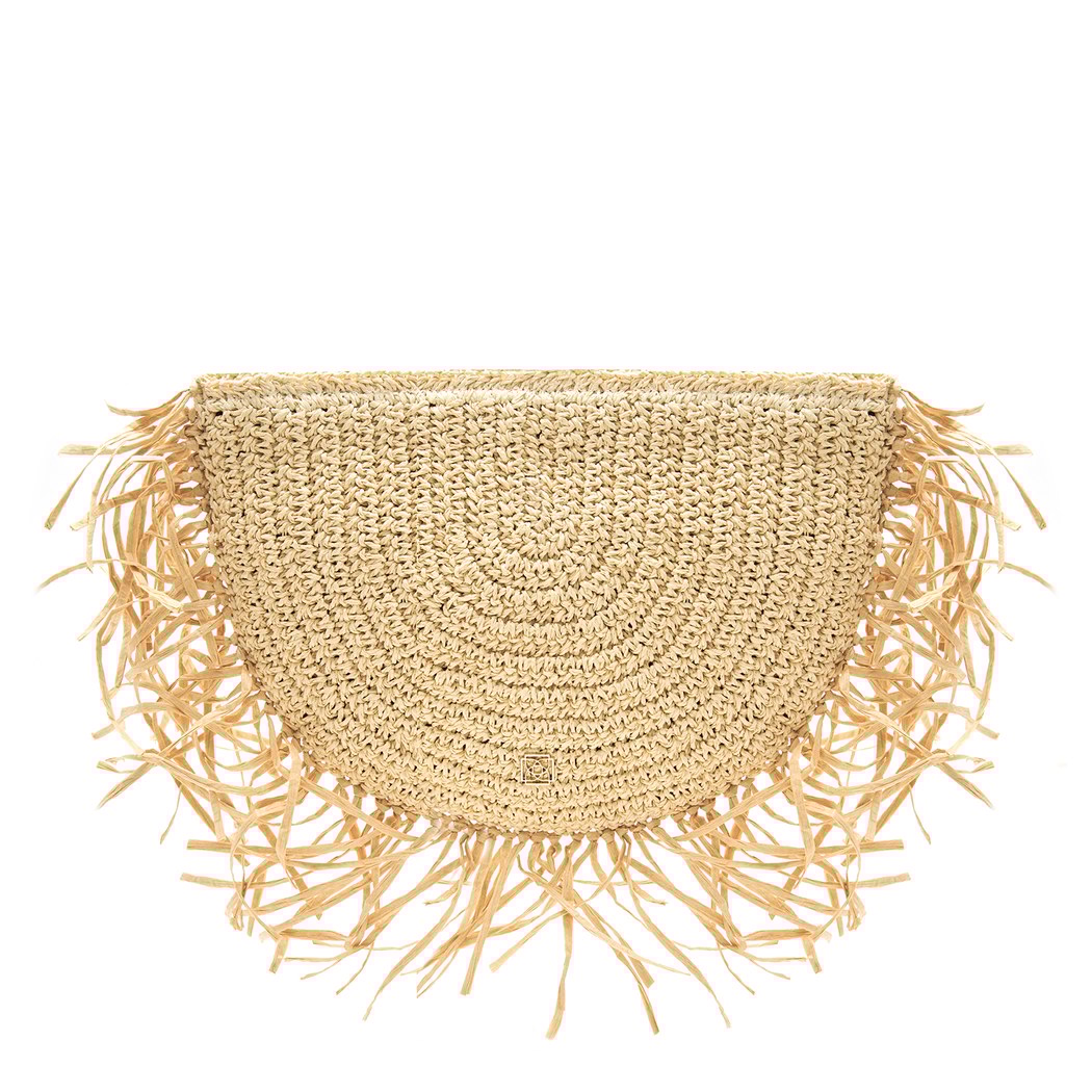 Fangie Ekru Kadın Hasır Clutch 