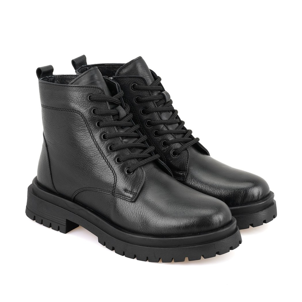 Fenris Siyah Kadın Fermuarlı Deri Bot