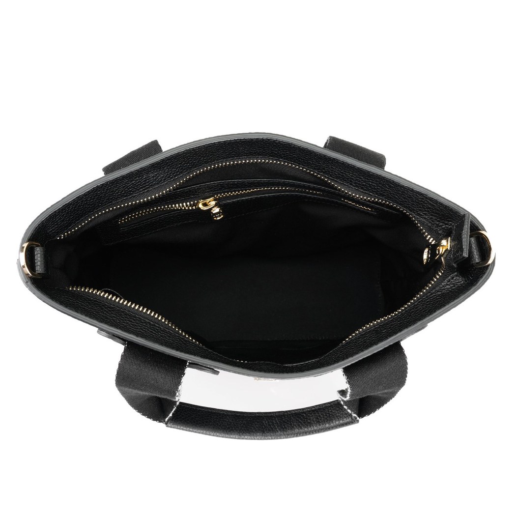 Flieder Siyah Kadın Desa Logo Askılı Deri El Çantası