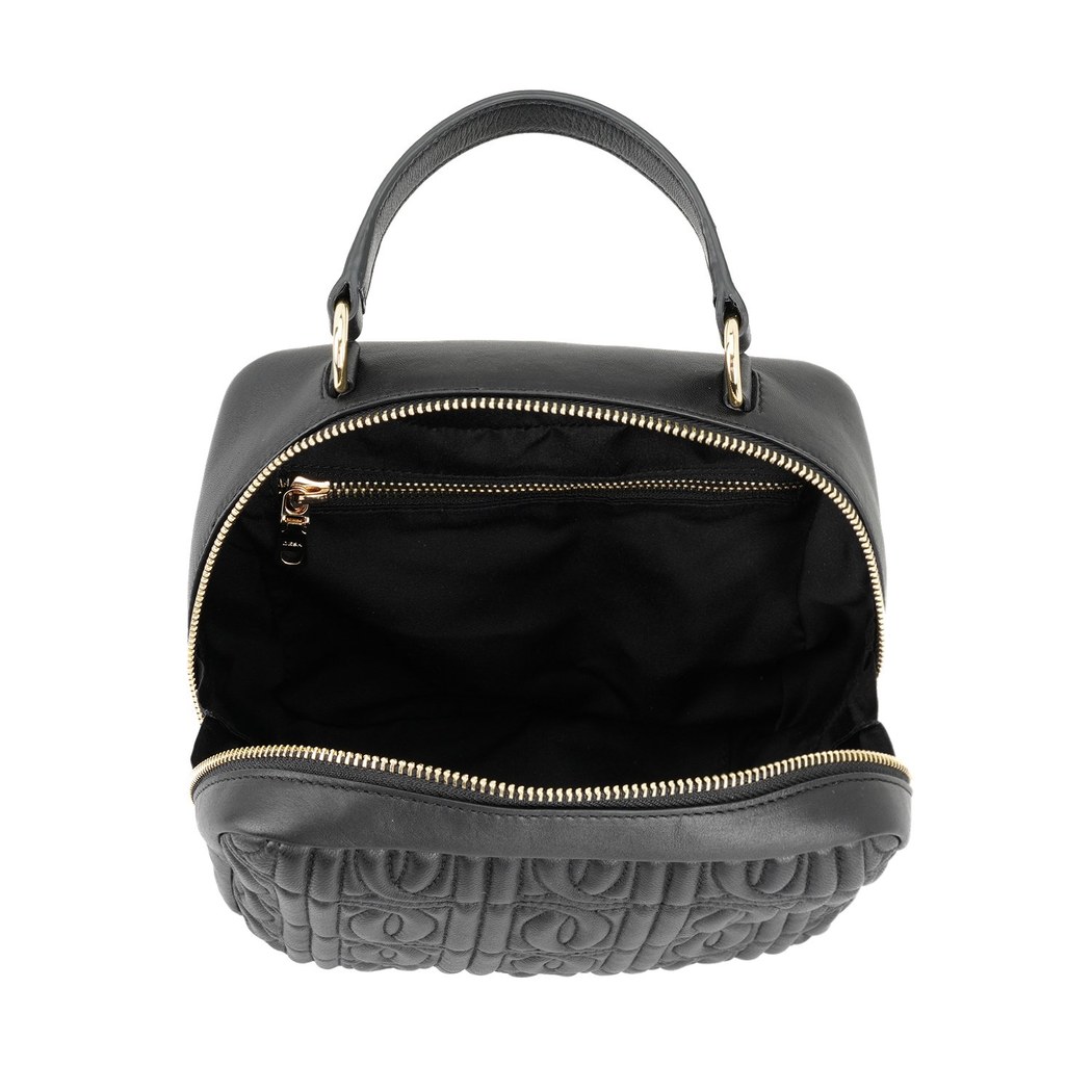 Florence Siyah Kadın Monogram Kapitone Deri Omuz Çantası