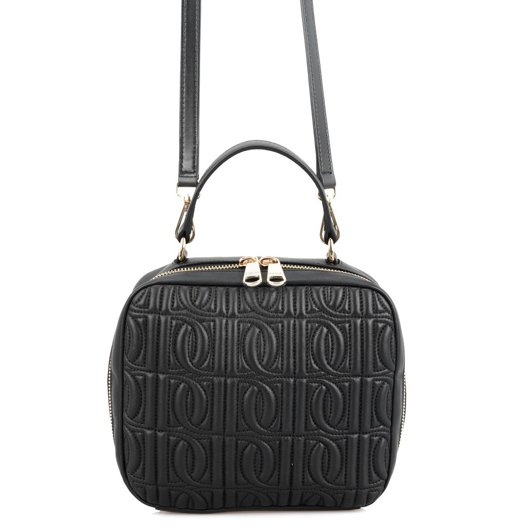 Florence Siyah Kadın Monogram Kapitone Deri Omuz Çantası