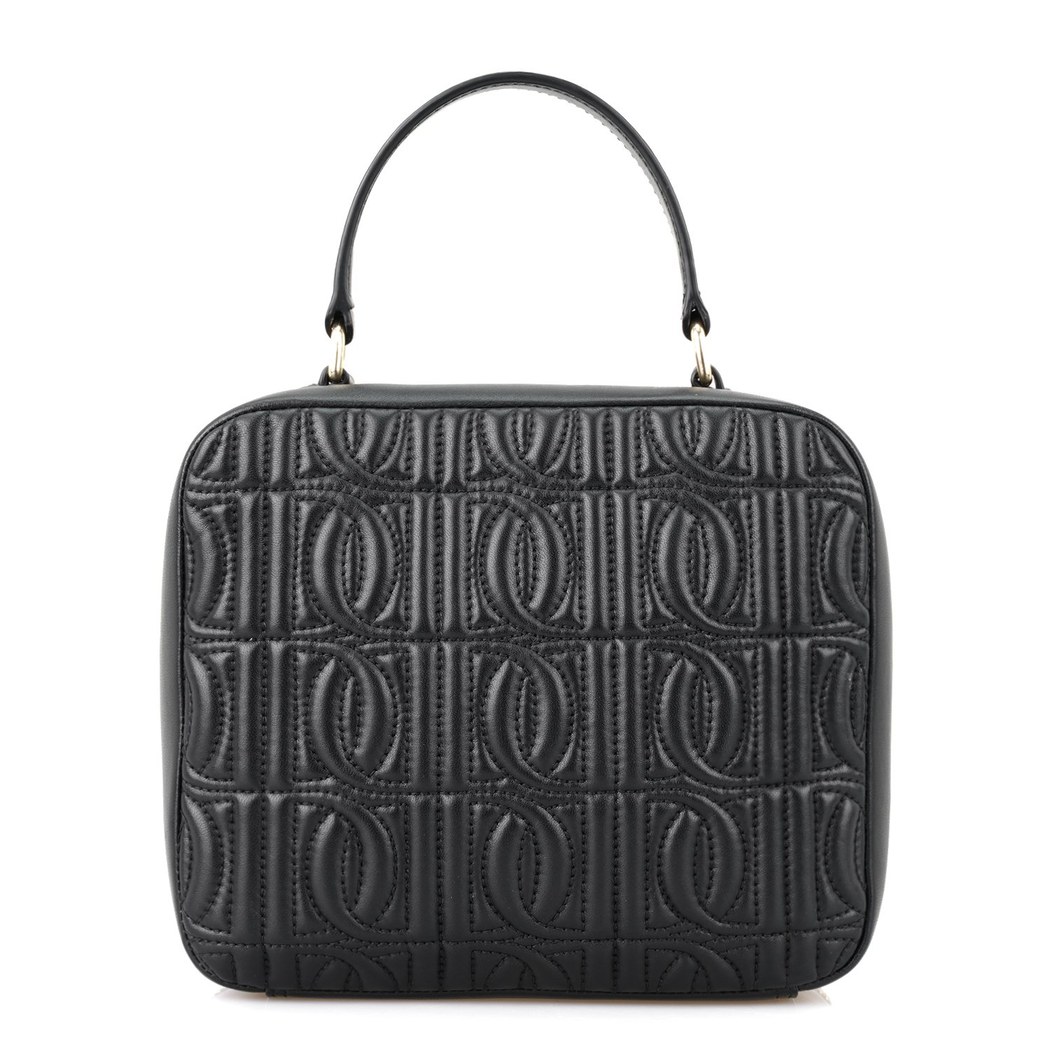 Florence Siyah Kadın Monogram Kapitone Deri Omuz Çantası