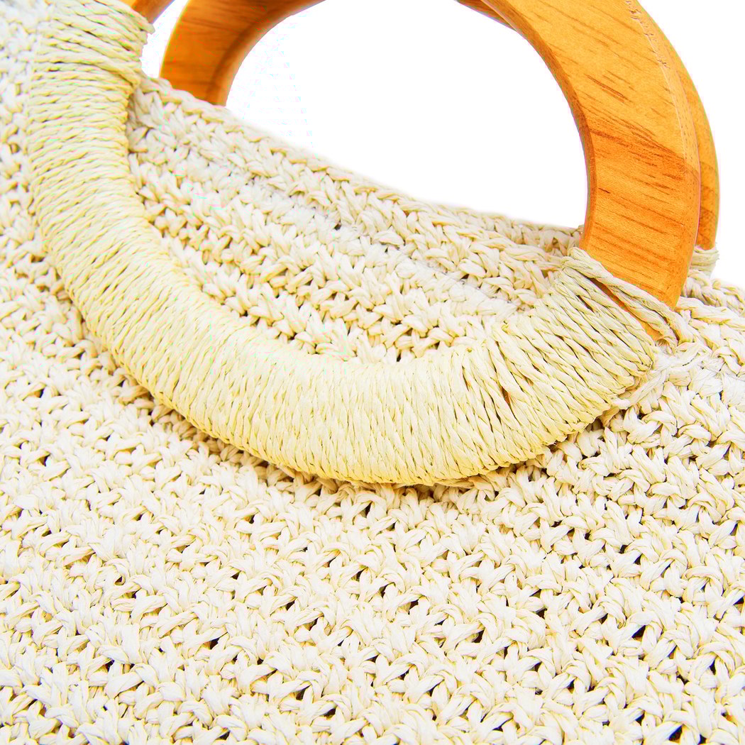 Fringie Bej Kadın Hasır El Çantası 