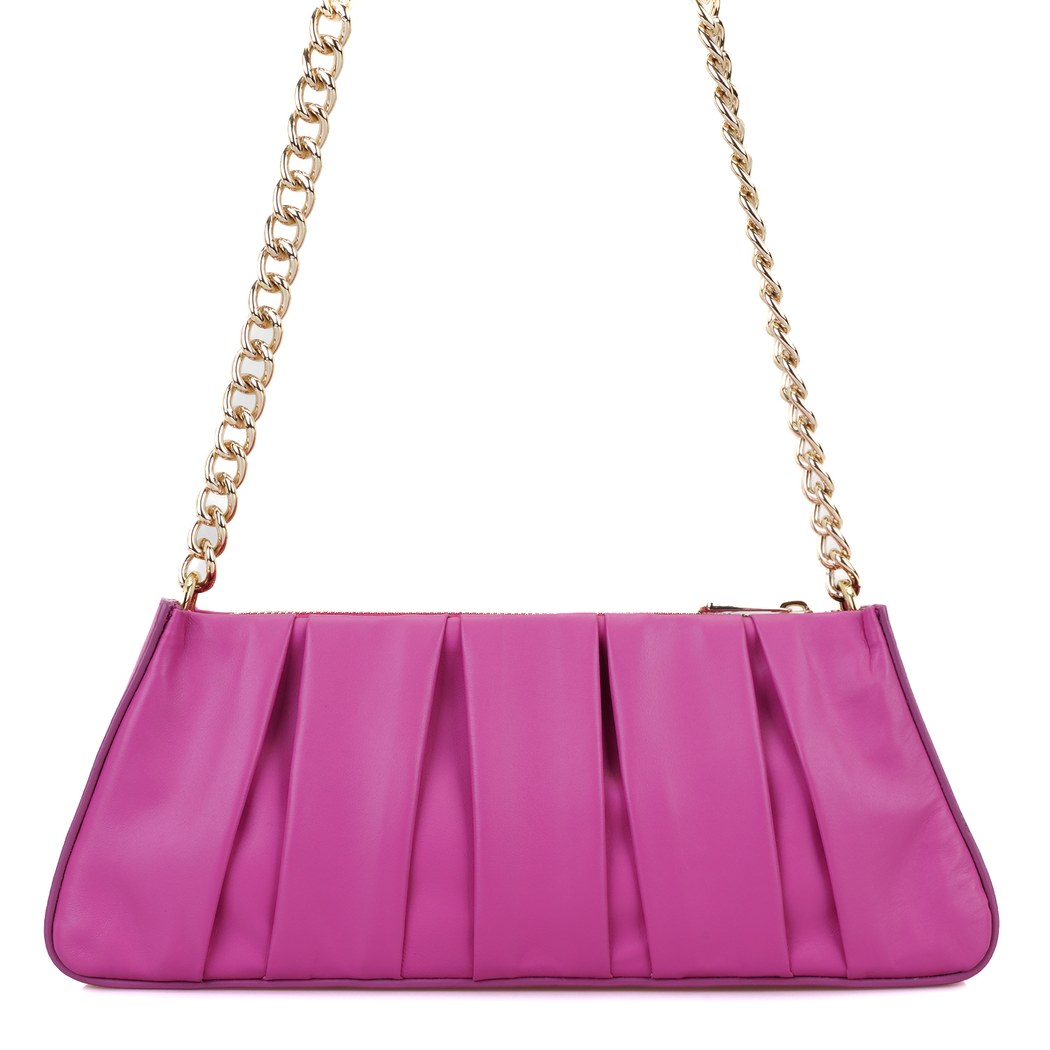 Geranie Pembe Kadın Zincir Detaylı Deri Omuz Çantası