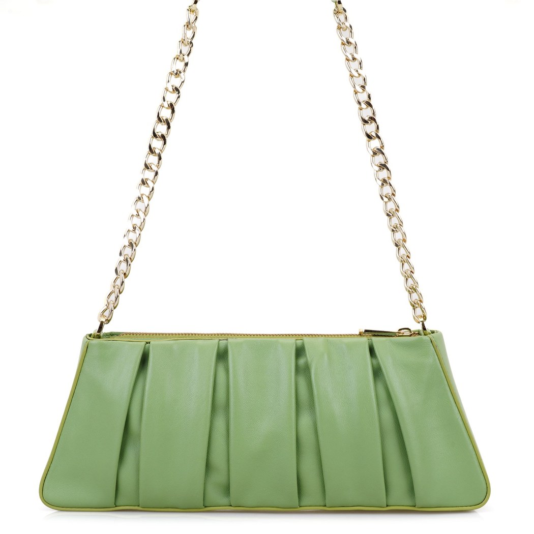Geranie Yeşil Kadın Zincir Detaylı Deri Omuz Çantası