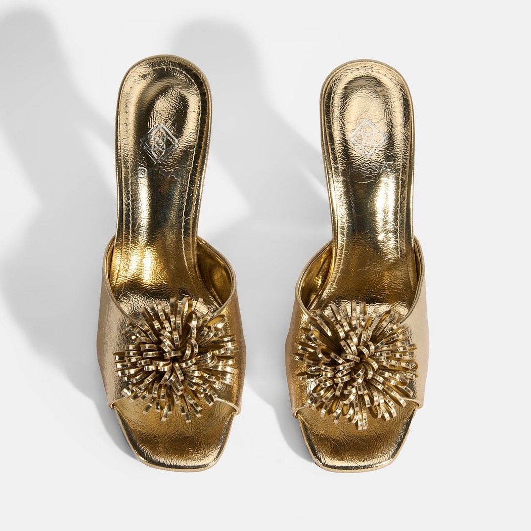 Glowen Gold Aksesuar Detaylı Kadın Topuklu Terlik