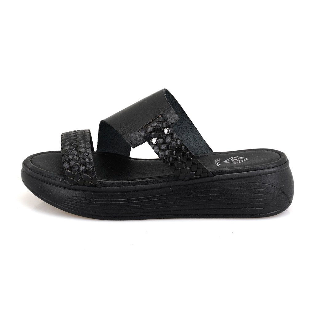 Gretta Siyah Kadın Dolgu Topuklu Deri Terlik