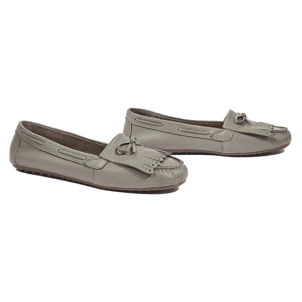 Gri Emma Kadın Deri Loafer