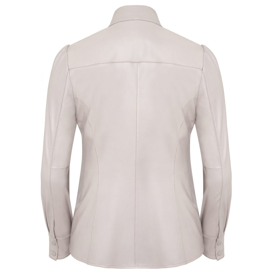 Gri Giolla Kadın Deri Gömlek