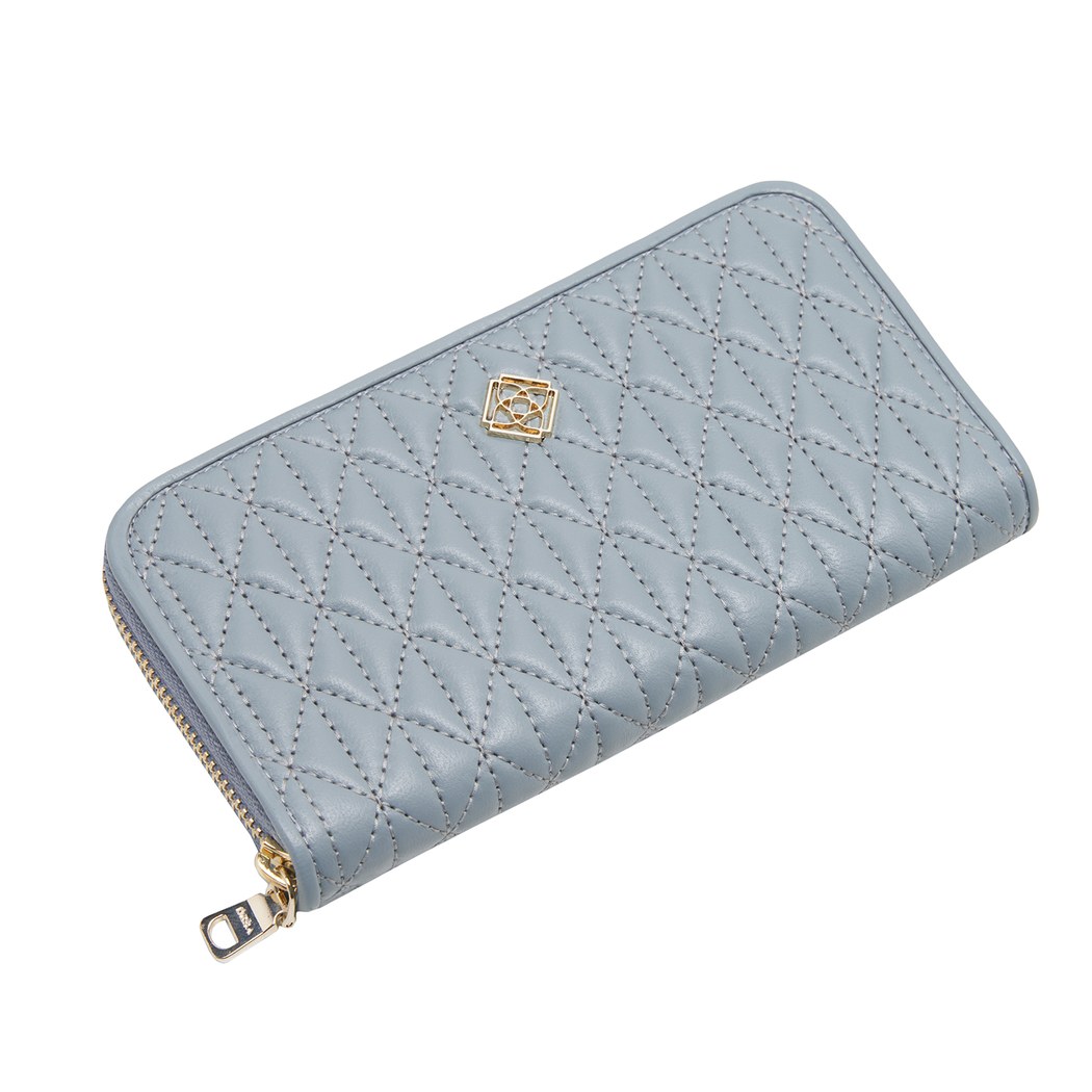 Gri Kapitone Kadın Deri Cüzdan