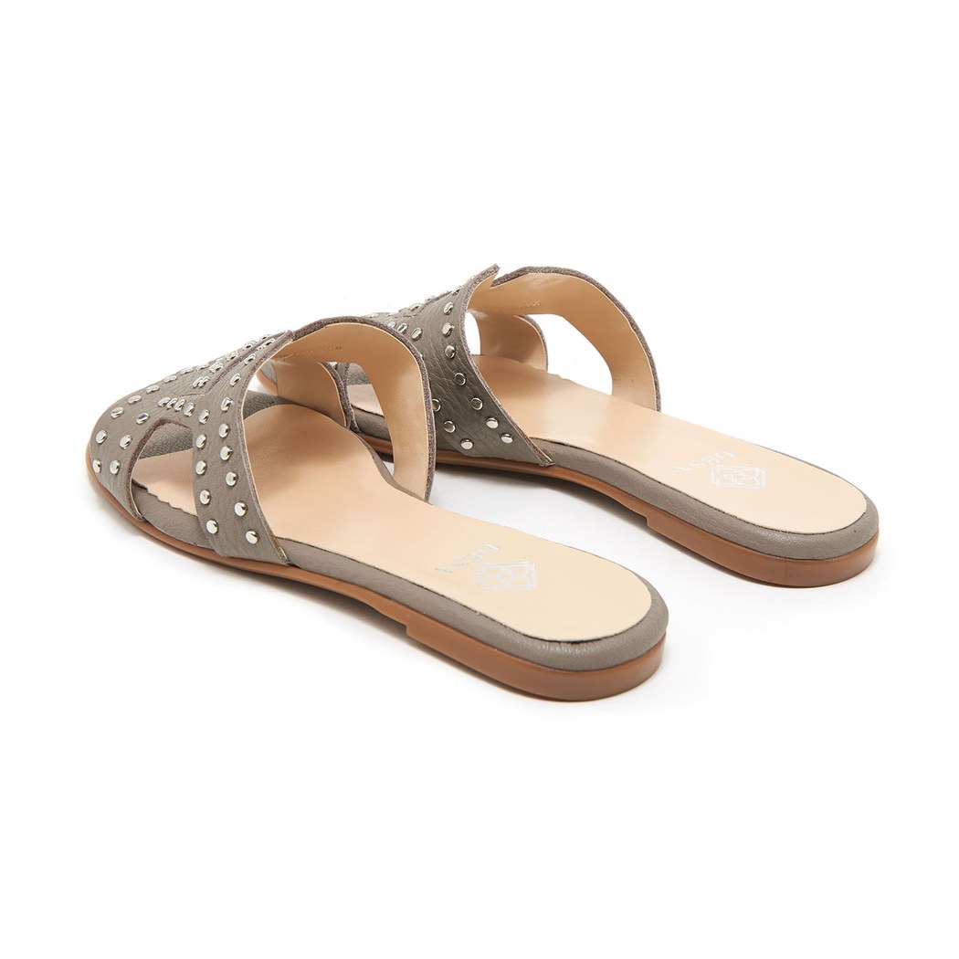 Gri Sofia Kadın Deri Terlik