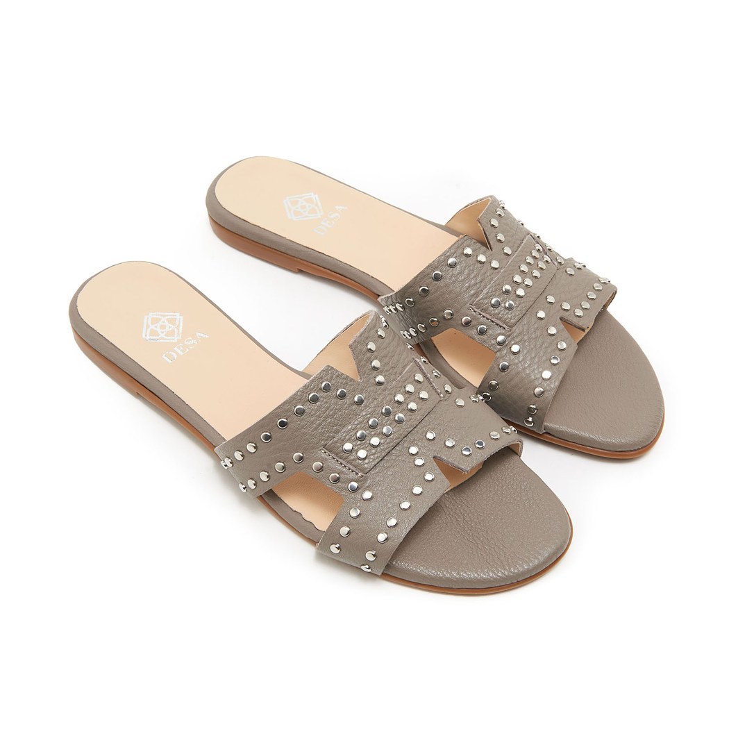 Gri Sofia Kadın Deri Terlik