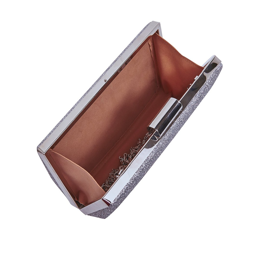 Gümüş Grass Zincir Detaylı Kadın Gece Çantası