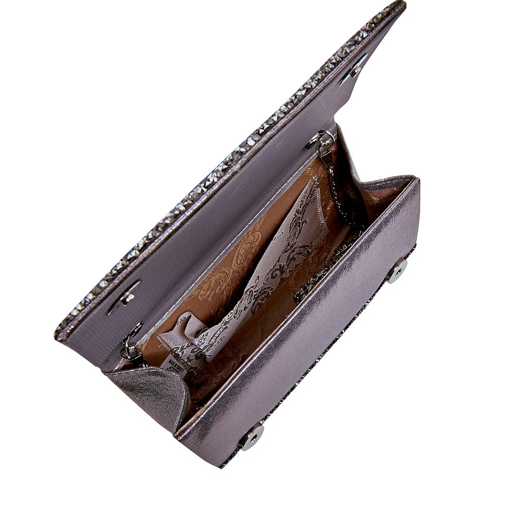 Gümüş Plant Zincir Detaylı Kadın Gece Çantası