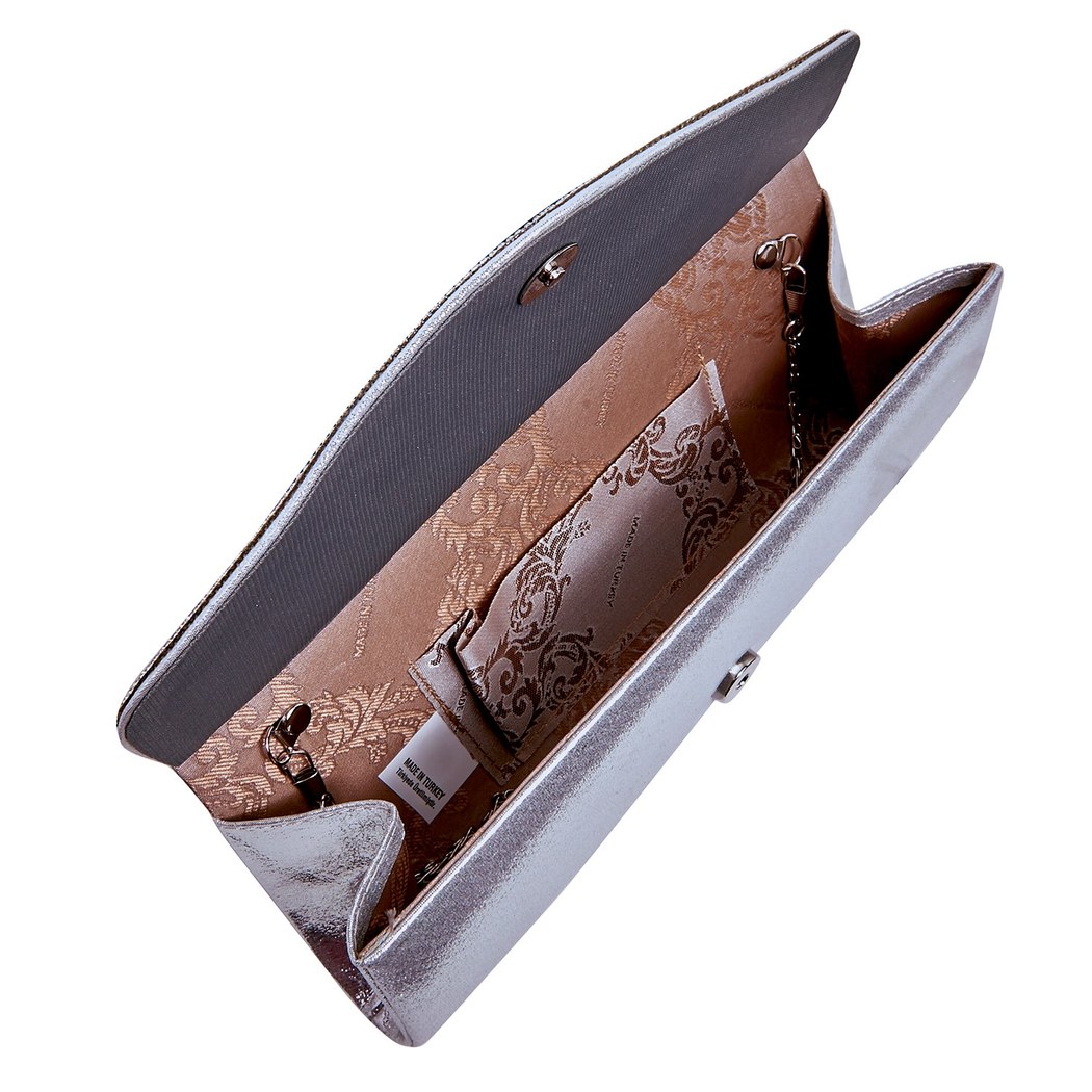 Gümüş Trunk Zincir Detaylı Kadın Gece Çantası