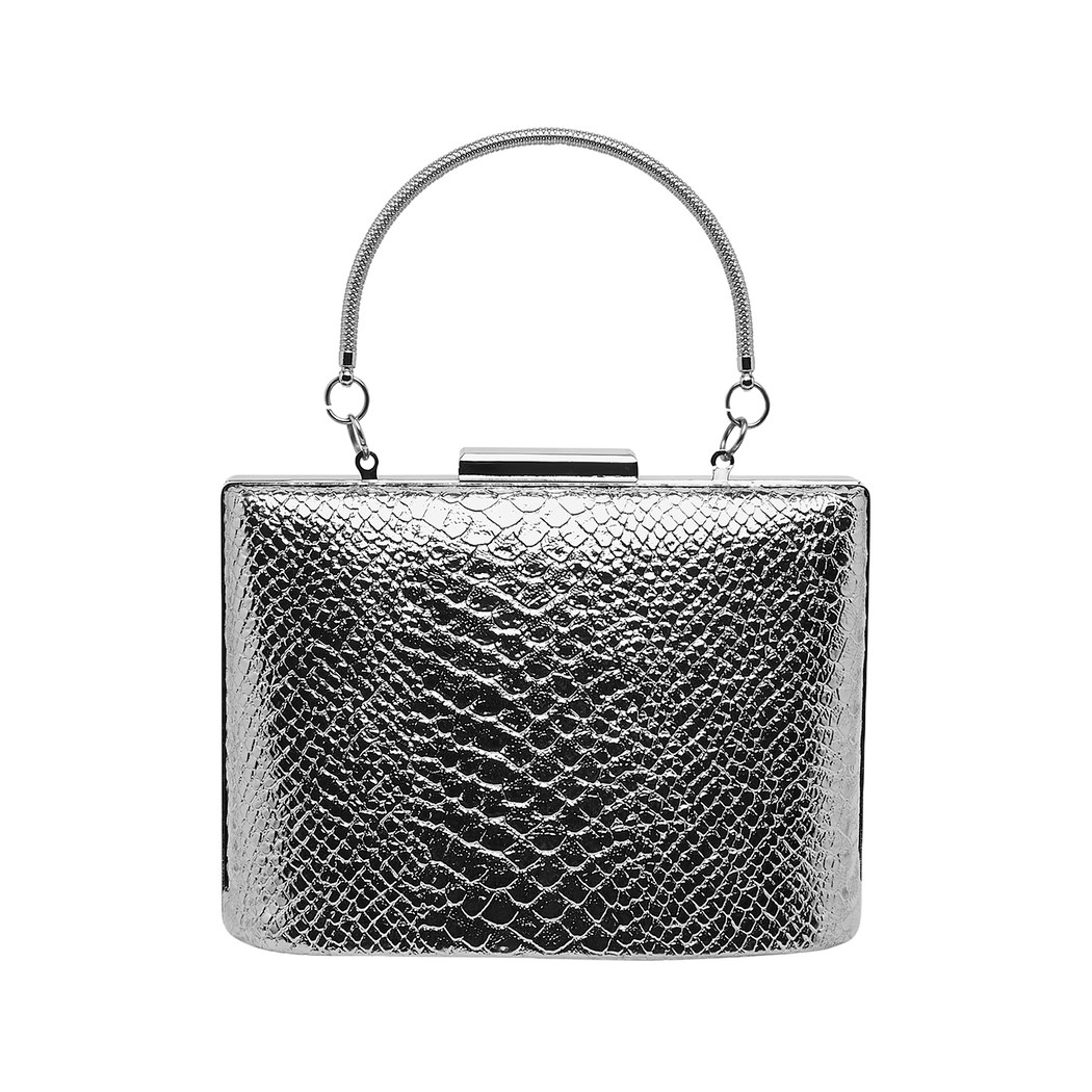 Gümüş Tulip Zincir Detaylı Kadın Gece Çantası