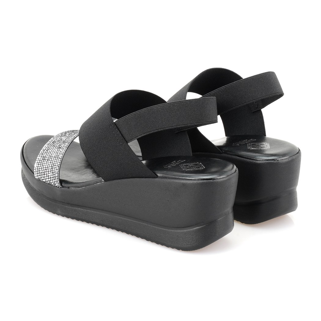 Haille Siyah Kadın Dolgu Topuklu Sandalet