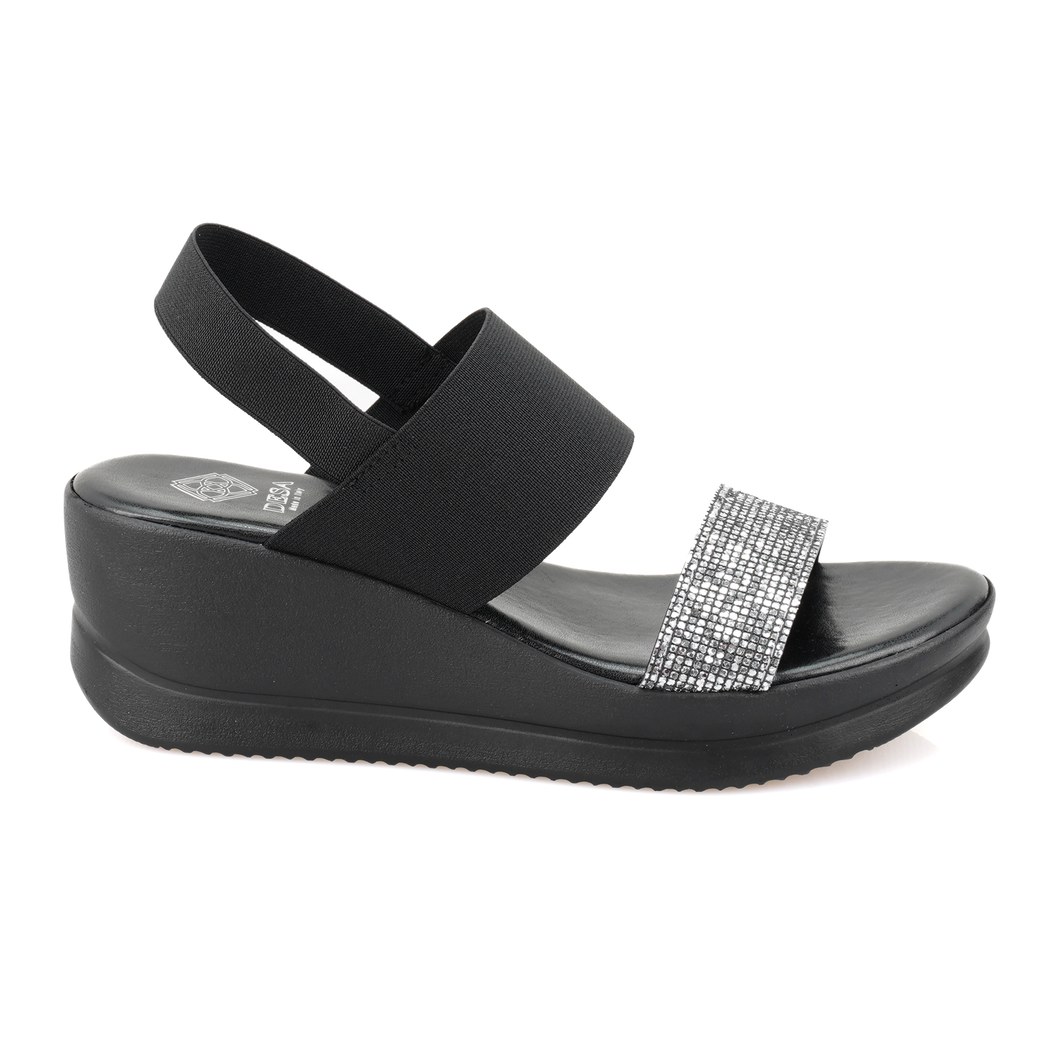 Haille Siyah Kadın Dolgu Topuklu Sandalet