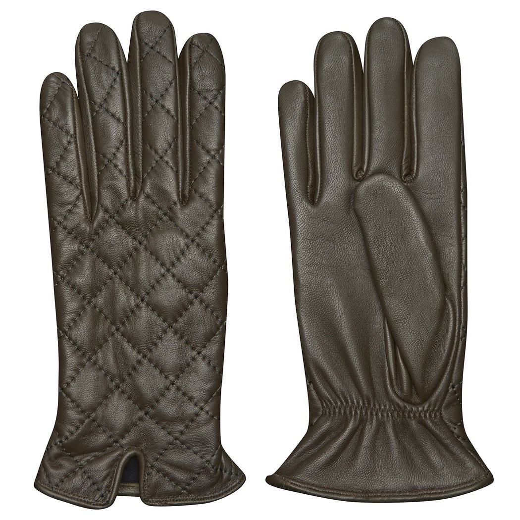 Haki Kadın Kapitone Deri Eldiven