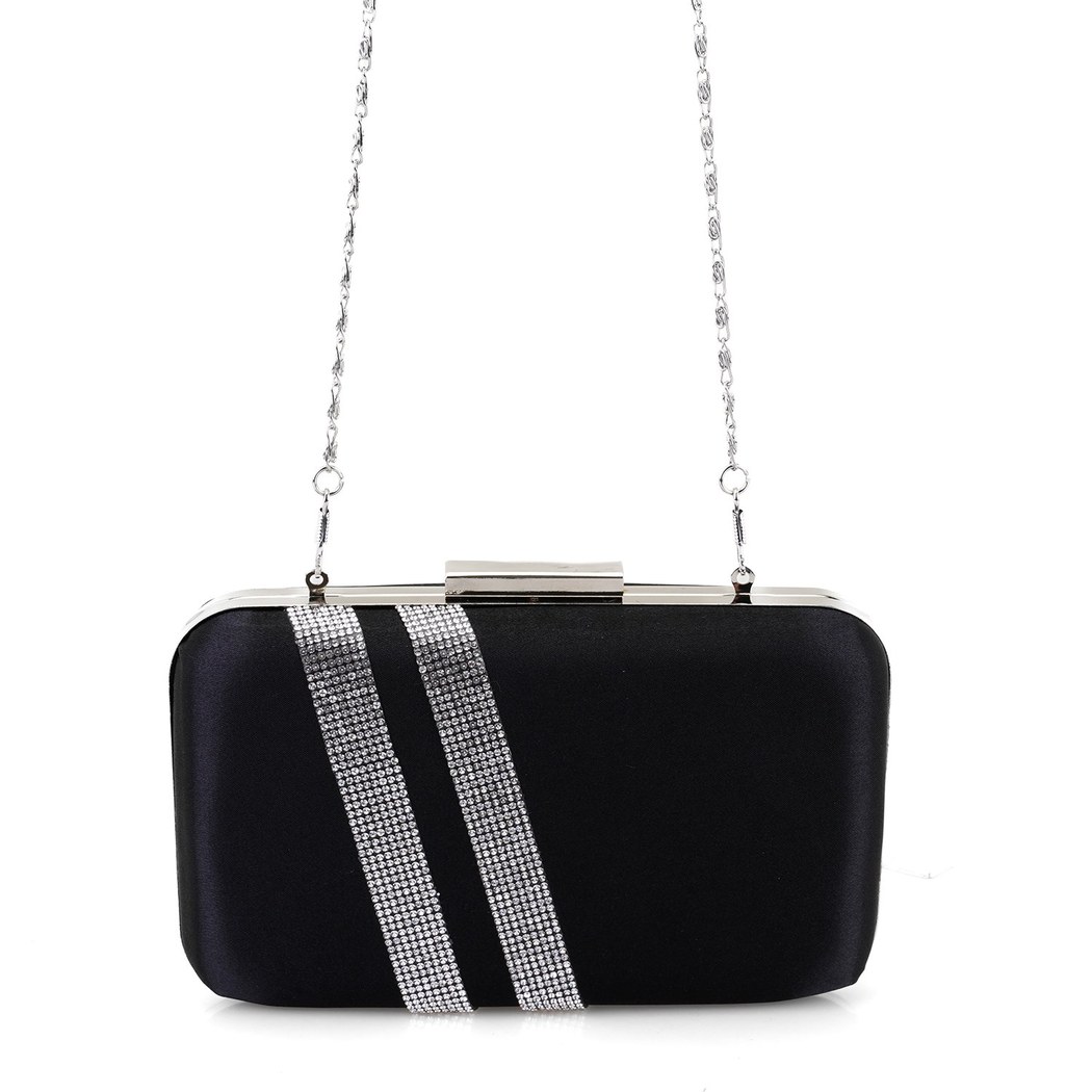 Hallie Siyah Kadın Parlak Taş Detaylı Gece Çantası