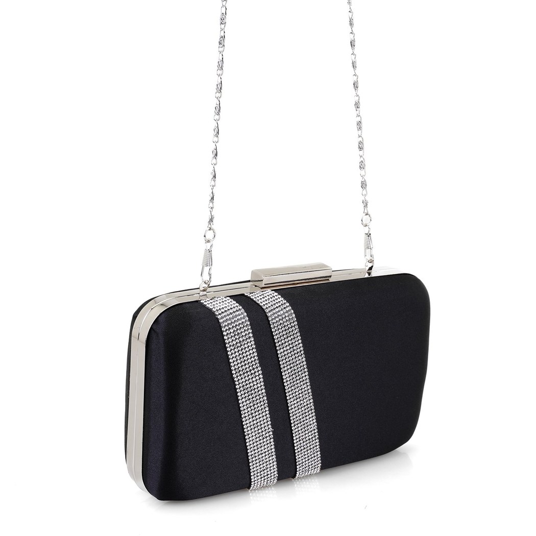 Hallie Siyah Kadın Parlak Taş Detaylı Gece Çantası