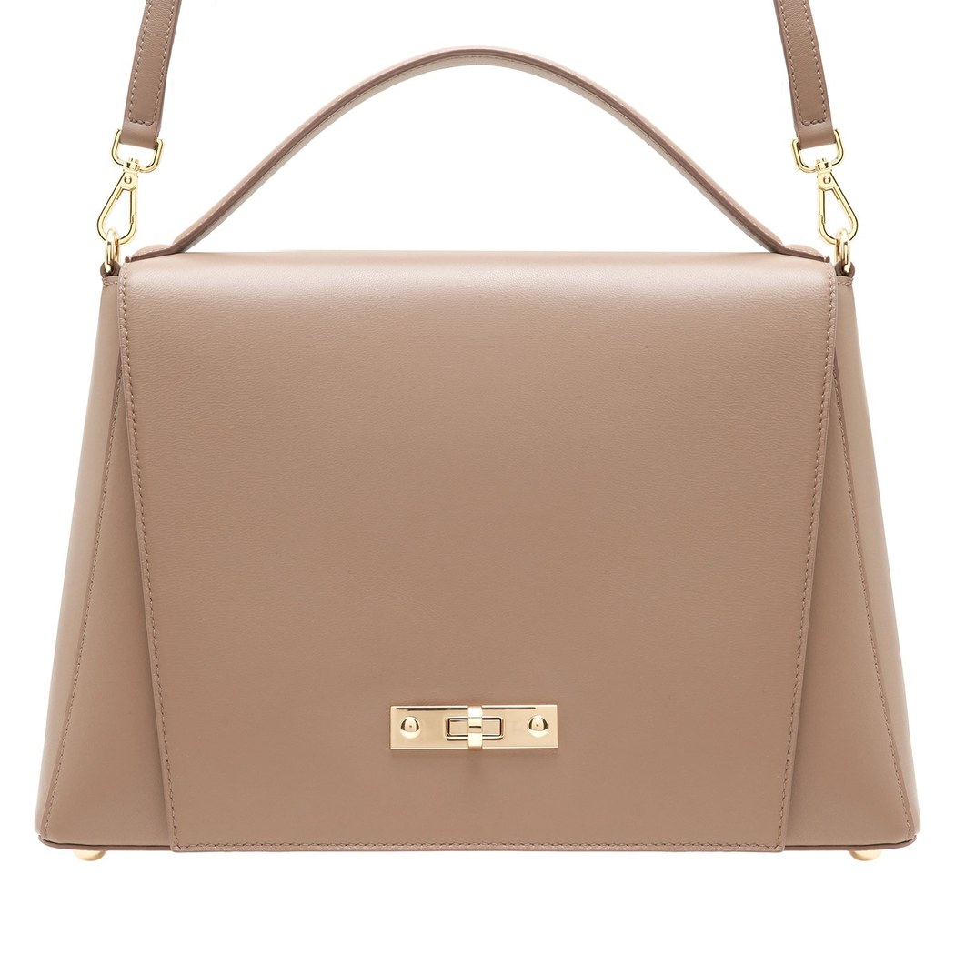 Helena Krem Kadın Deri El Çantası