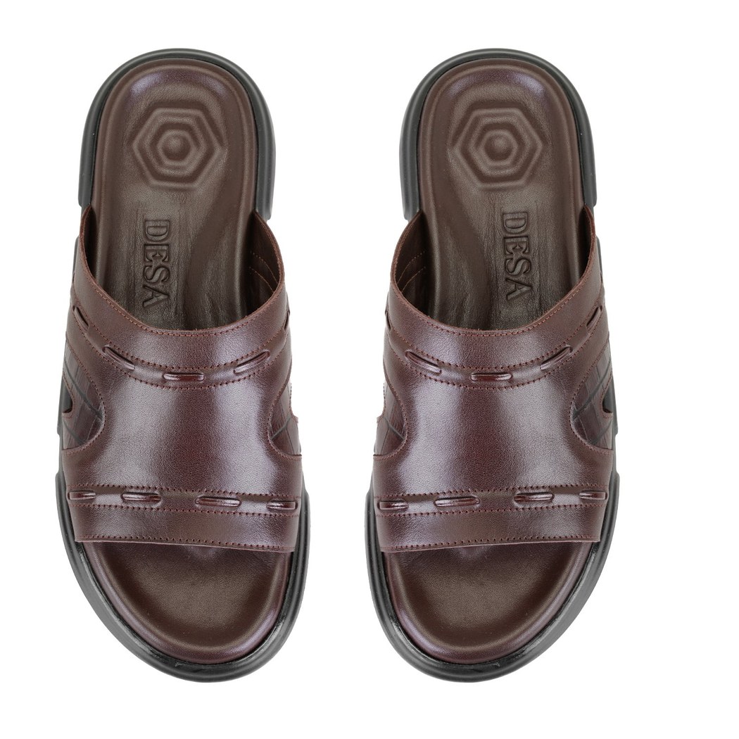 Herbert Kahve Erkek Deri Terlik