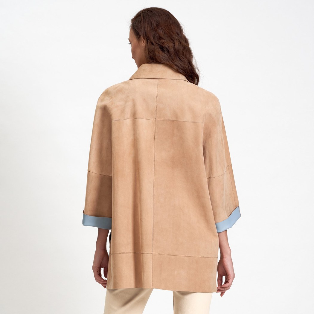 Hiba Kadın Oversize Çift Taraflı Deri Pardösü