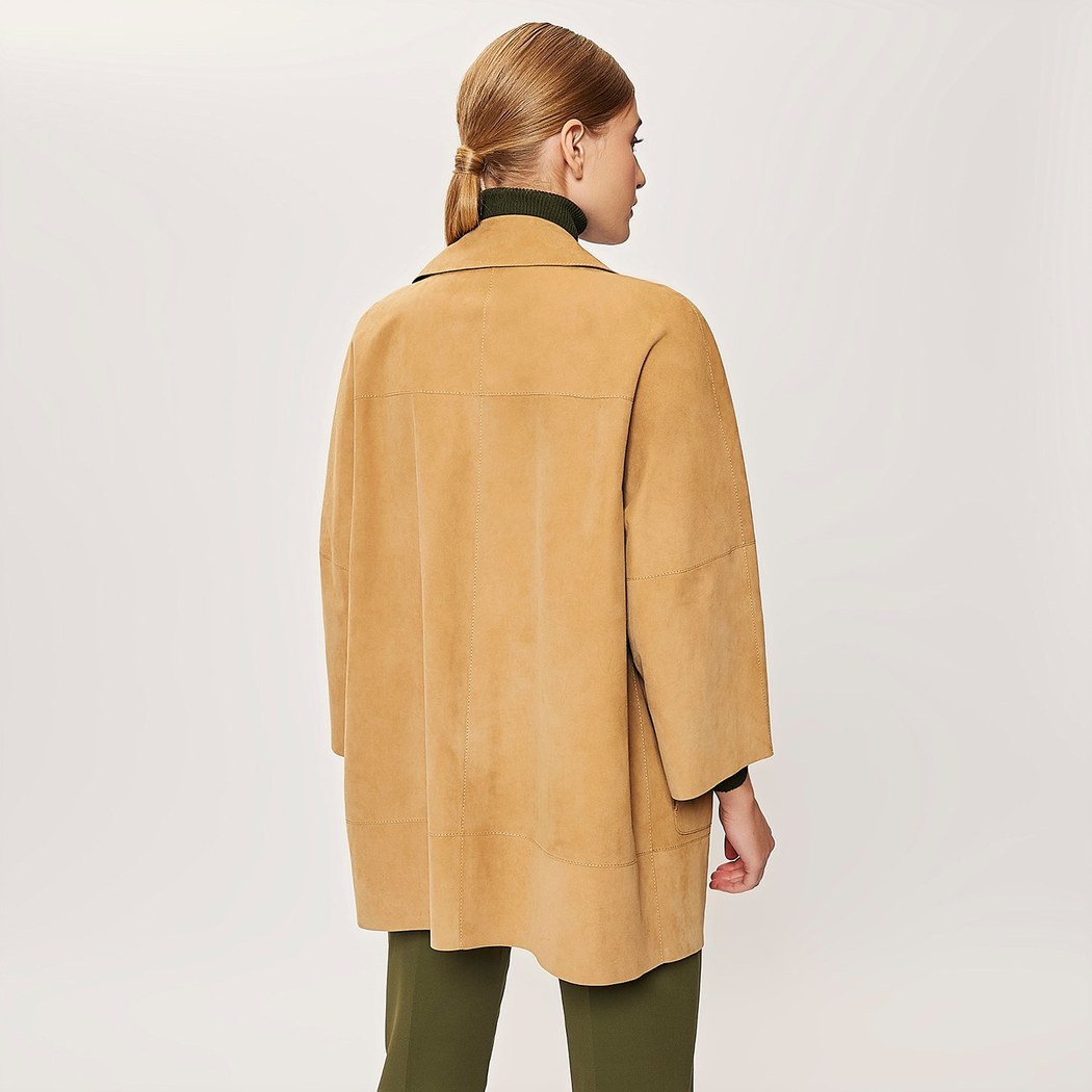 Hiba Kadın Oversize Çift Taraflı Deri Pardösü