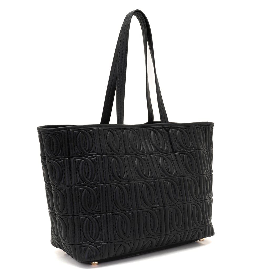 Huda Siyah Kadın Monogram Deri Alışveriş Çantası