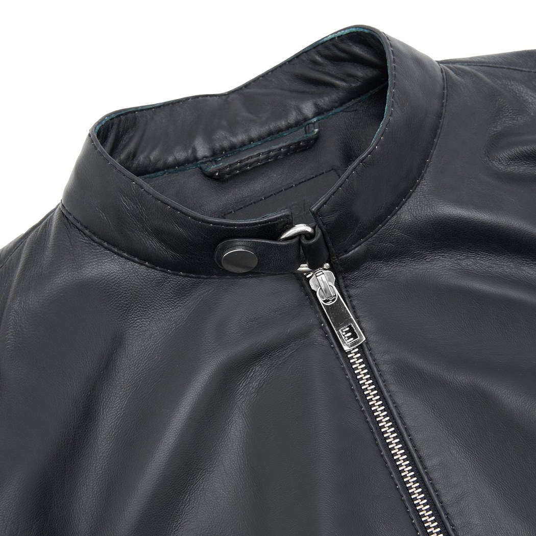 Ilaria Lacivert Kadın Deri Ceket