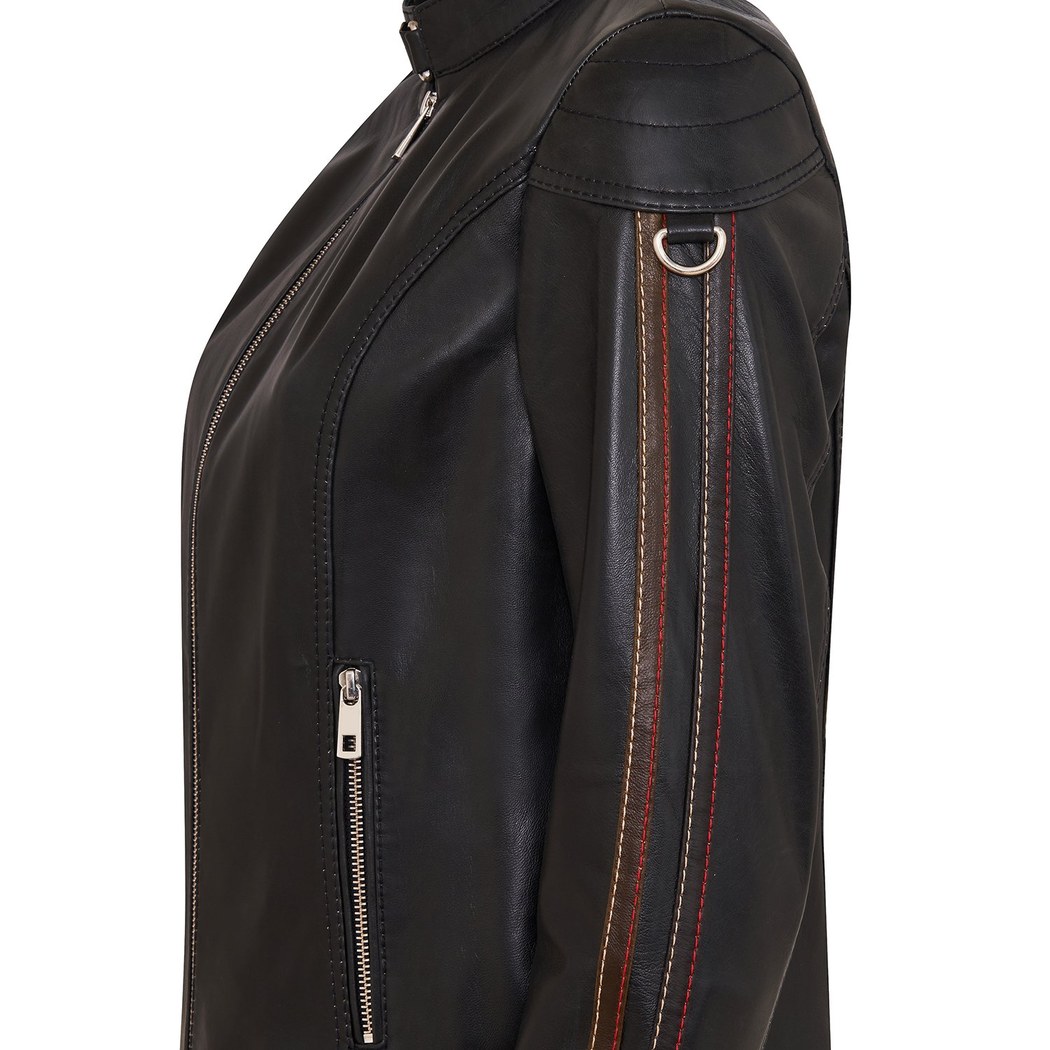 Ilaria Lacivert Kadın Deri Ceket