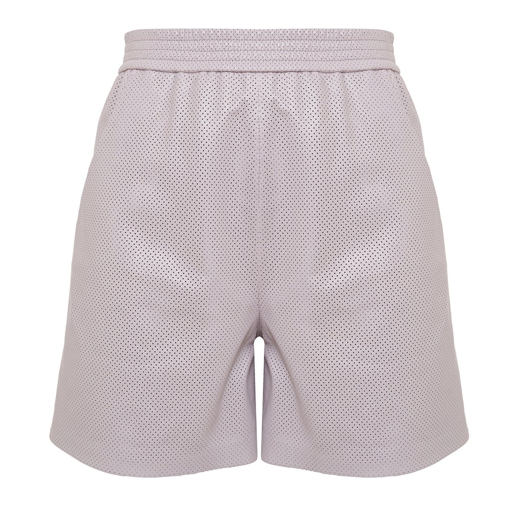 Ines Light Rose Kadın Yüksek Bel Perforeli Deri Şort