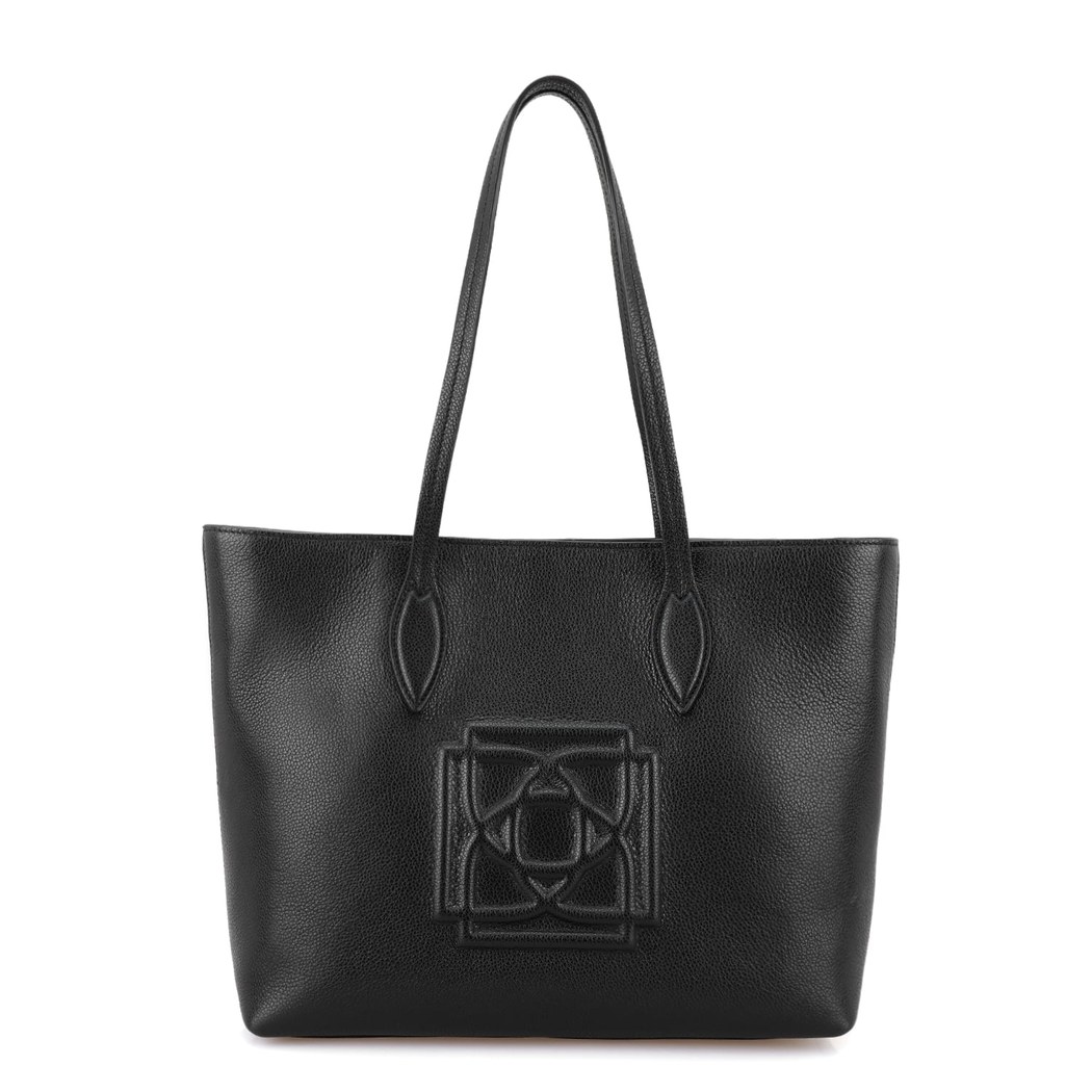 Jaden Siyah Kadın Logolu Deri Omuz Çantası