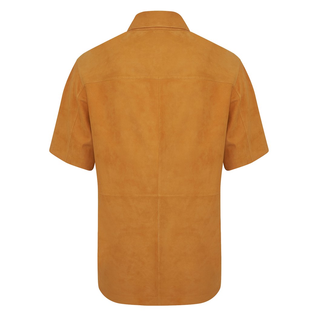 Jemma Turuncu Kadın Kısa Kollu Süet Deri Gömlek