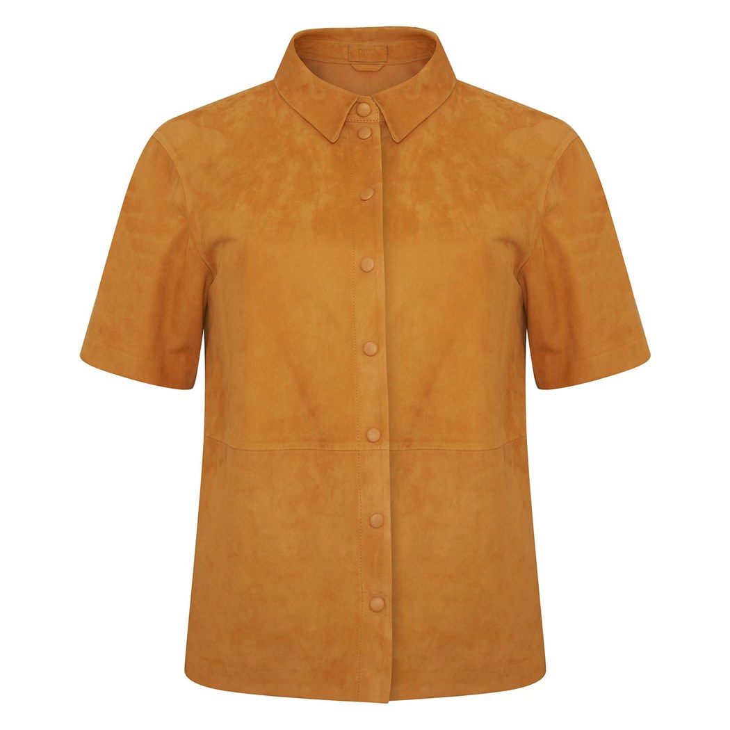 Jemma Turuncu Kadın Kısa Kollu Süet Deri Gömlek